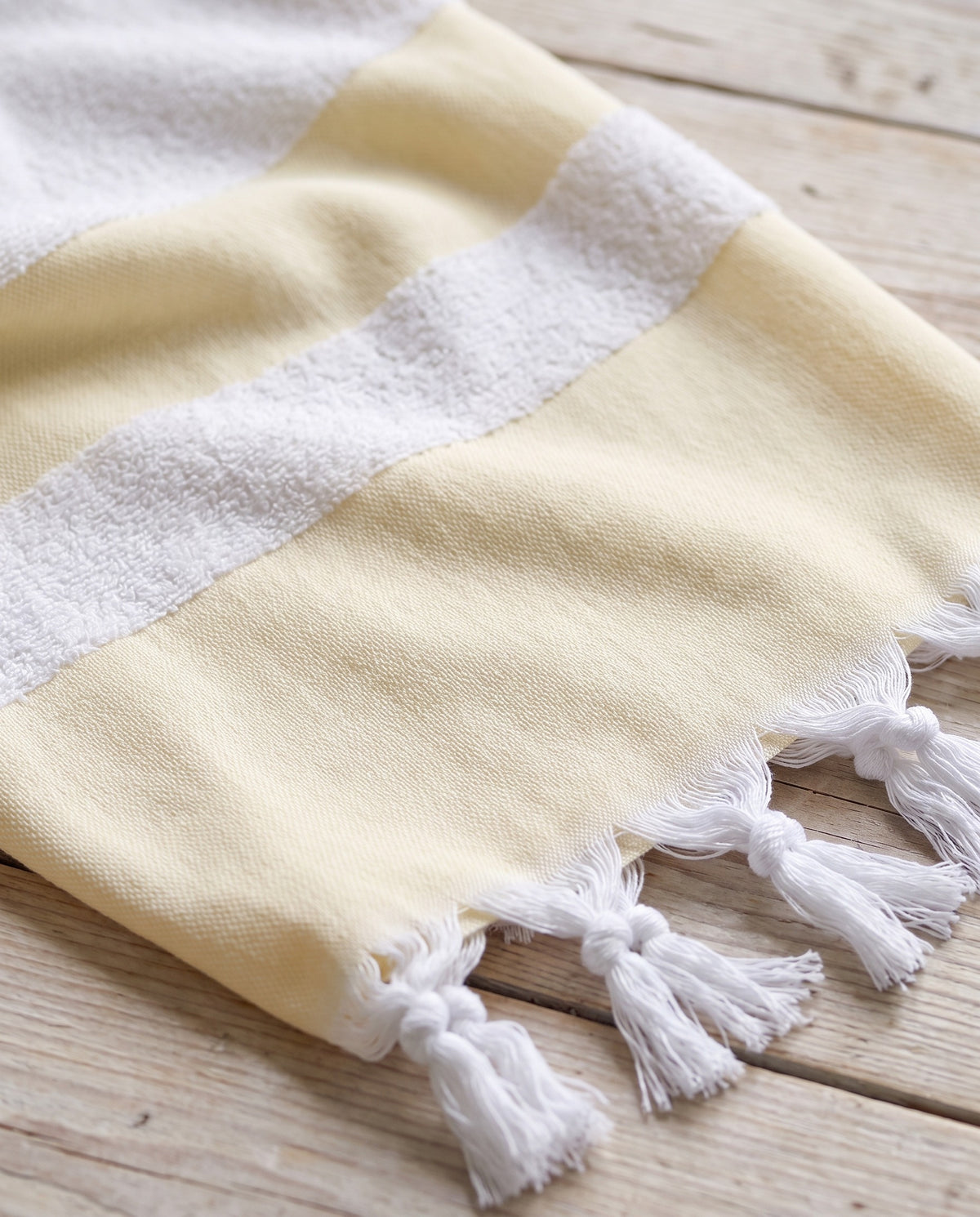 hamamdoek met badstof geel - detail