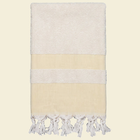 hamamdoek met badstof geel - op kleur