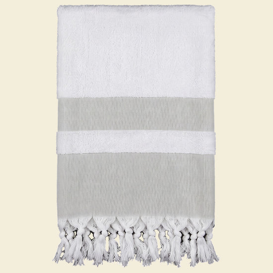 hamamdoek met badstof grijsbeige - op kleur