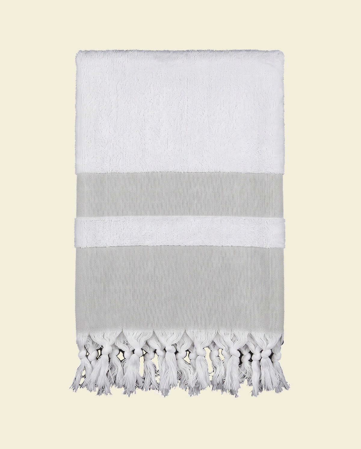 hamamdoek met badstof grijsbeige - op kleur