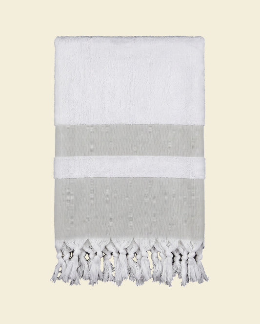 hamamdoek met badstof grijsbeige - op kleur