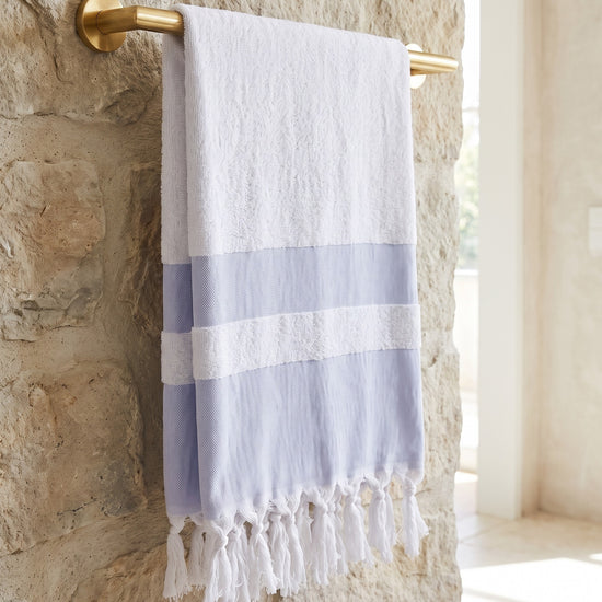hamamdoek met badstof lavendelblauw - sfeer