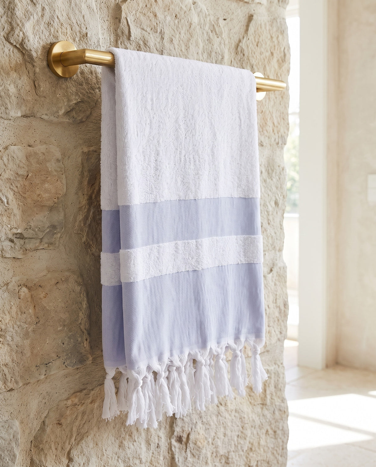 hamamdoek met badstof lavendelblauw - sfeer