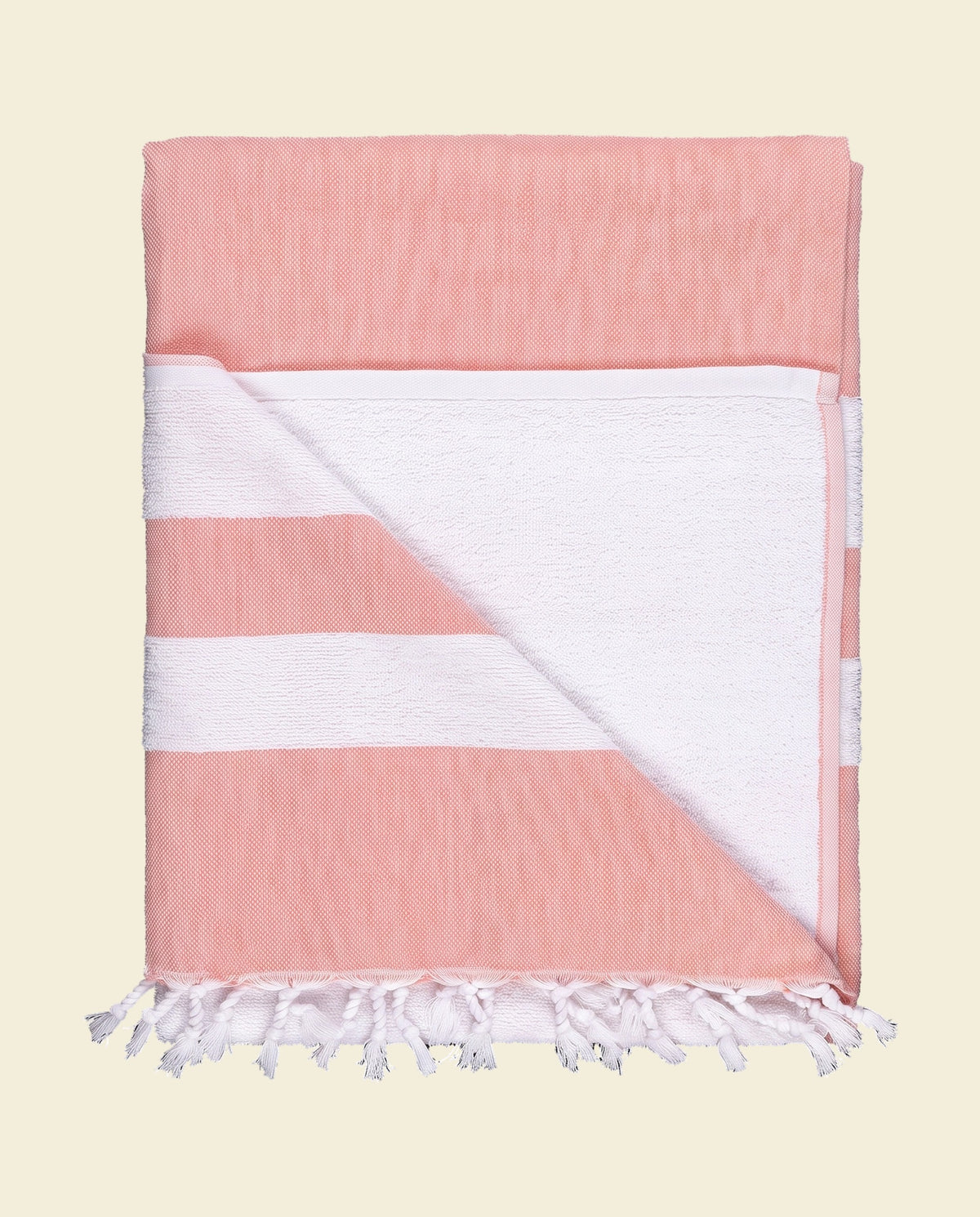 hamamdoek met badstof mandarijn - op kleur