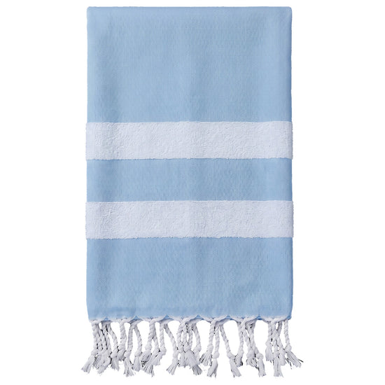 hamamdoek met badstof mediteraanblauw - vrijstaand