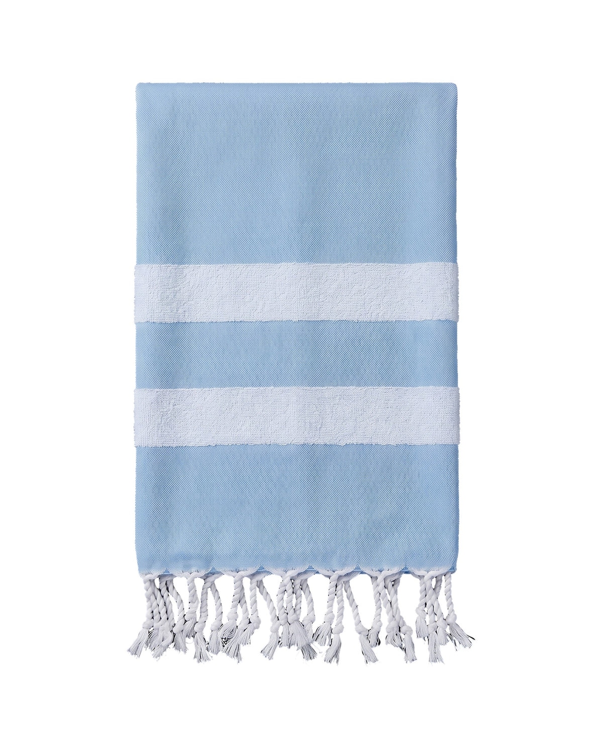 hamamdoek met badstof mediteraanblauw - vrijstaand