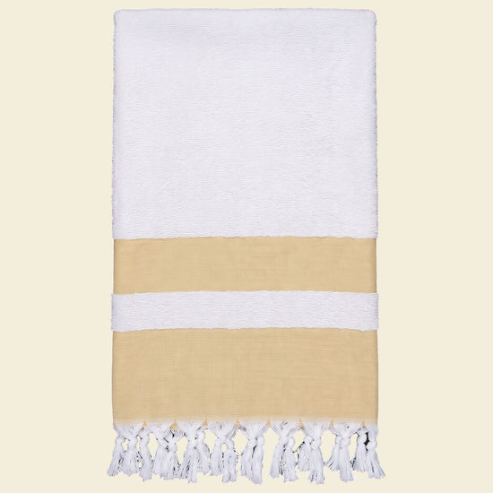 hamamdoek met badstof mosterd - op kleur