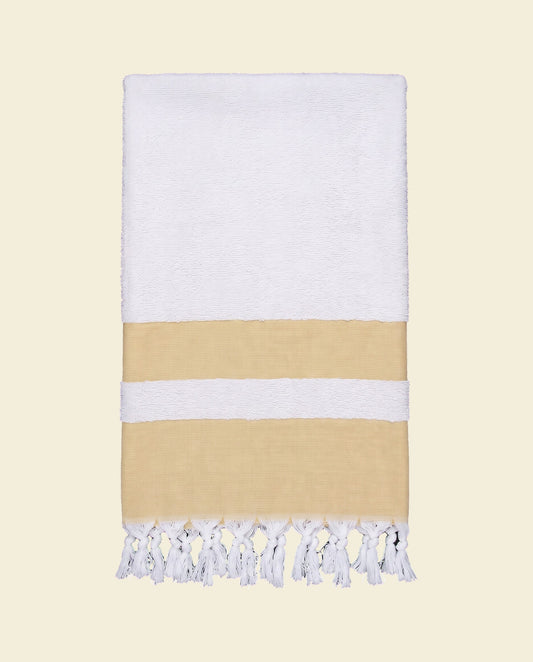 hamamdoek met badstof mosterd - op kleur