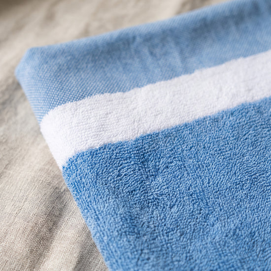 hamamdoek met badstof oceaanblauw - detail