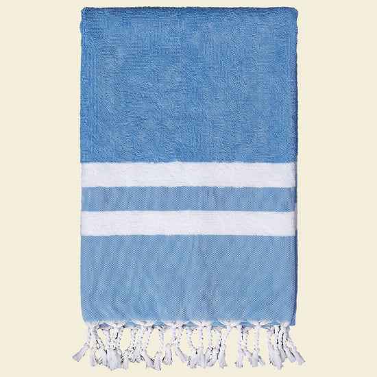 hamamdoek met badstof oceaanblauw - op kleur