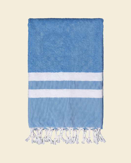 hamamdoek met badstof oceaanblauw - op kleur