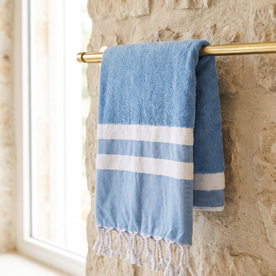 hamamdoek met badstof oceaanblauw - sfeer