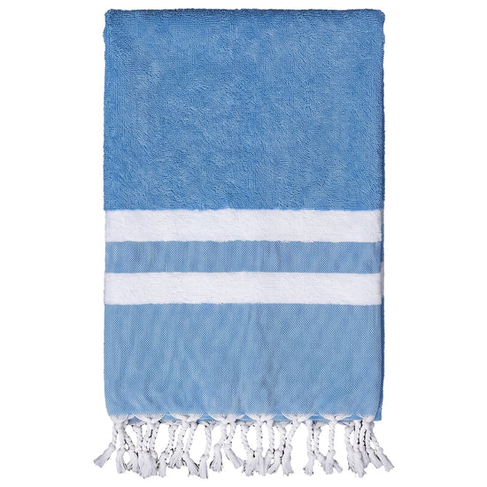 hamamdoek met badstof oceaanblauw - vrijstaand