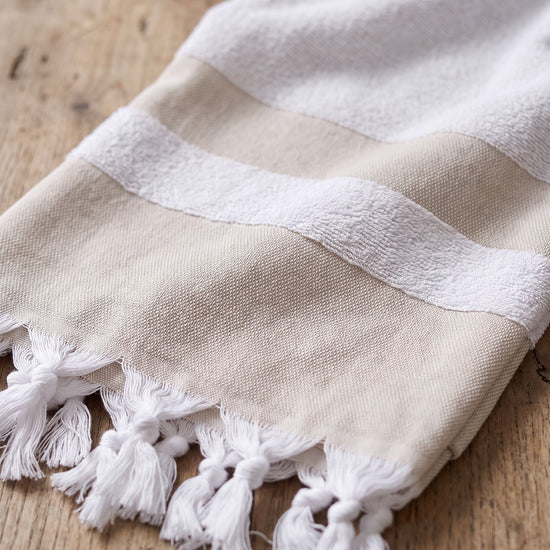 hamamdoek met badstof olijfgroen - detail
