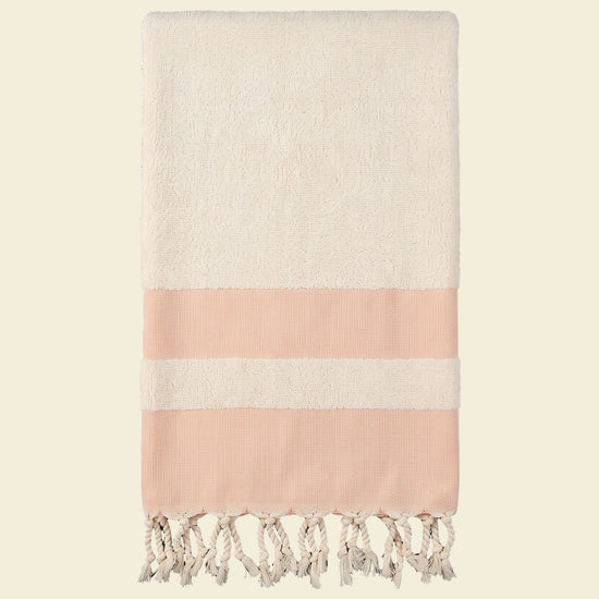 hamamdoek met badstof perzik - op kleur