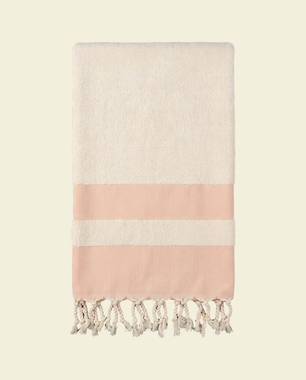 hamamdoek met badstof perzik - op kleur