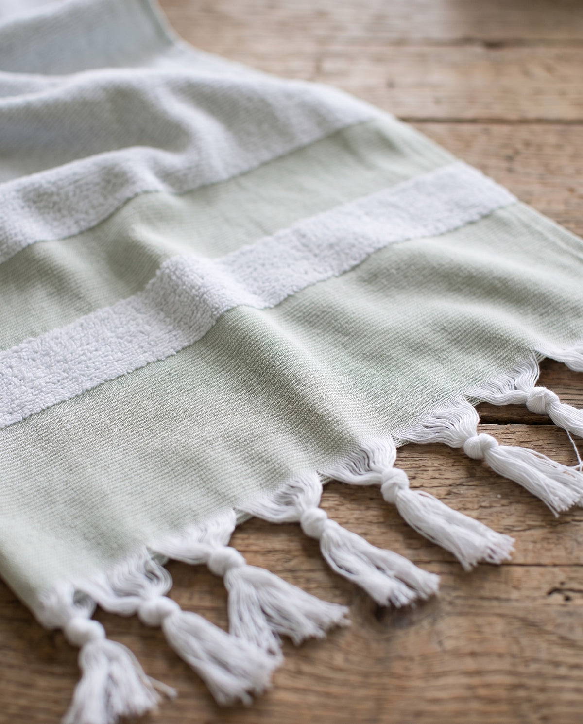 hamamdoek met badstof salie - detail
