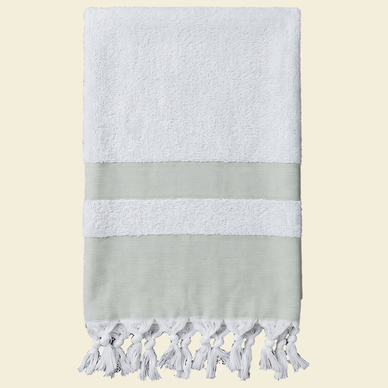 hamamdoek met badstof salie - op kleur