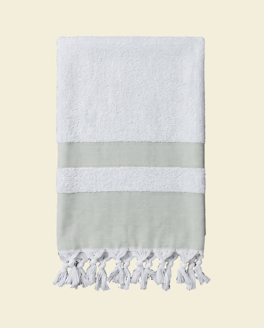 hamamdoek met badstof salie - op kleur