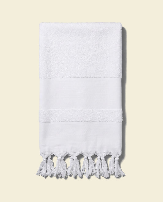 hamamdoek met badstof wit - op kleur