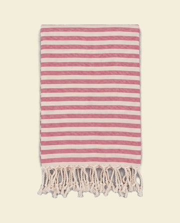 hamamdoek natural pink stripes - op kleur