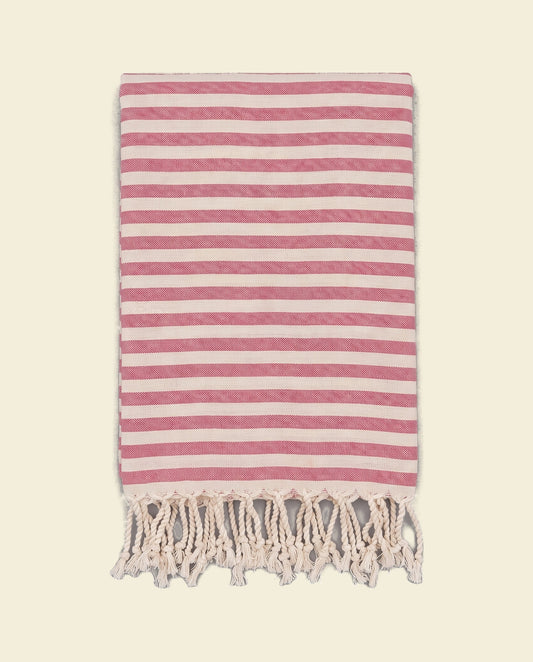 hamamdoek natural pink stripes - op kleur