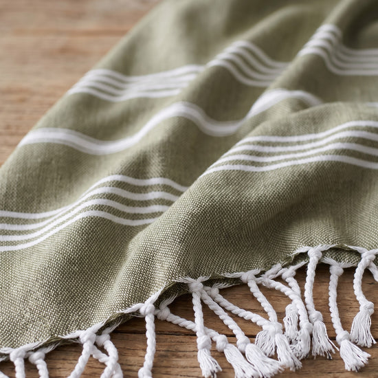 hamamdoek olijfgroen - detail