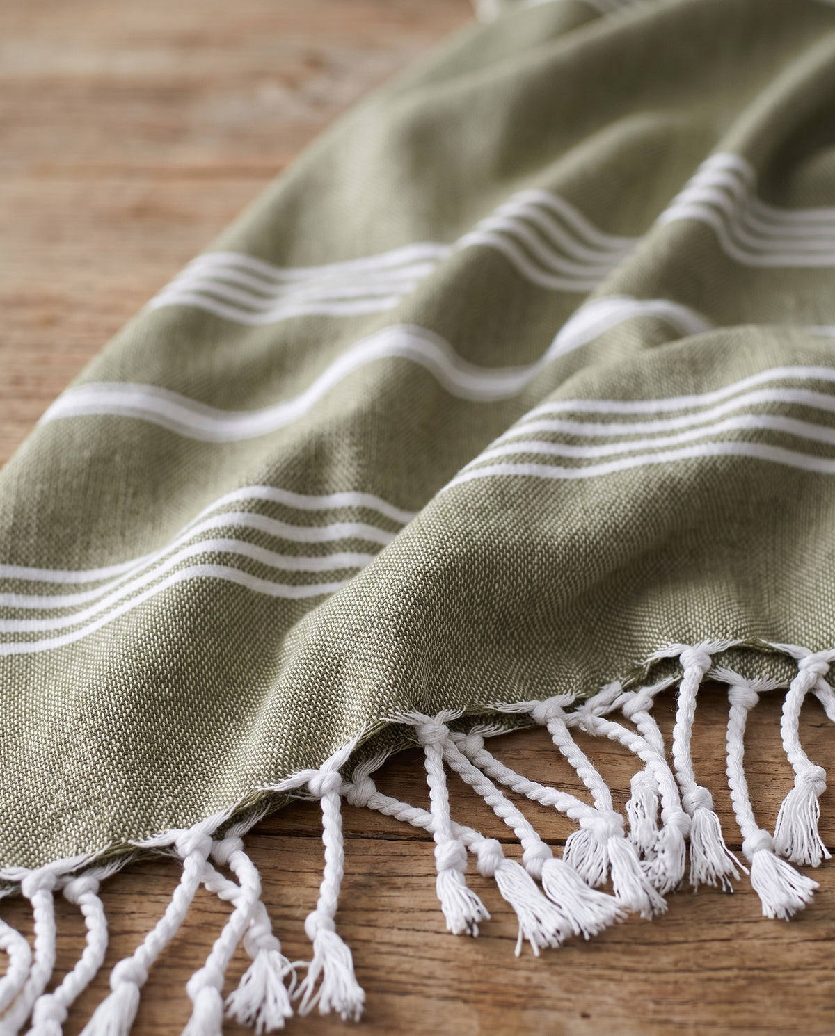 hamamdoek olijfgroen - detail