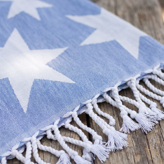hamamdoek Stars blue - detail