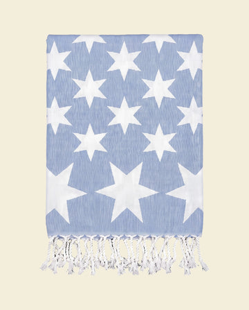 hamamdoek Stars blue - op kleur