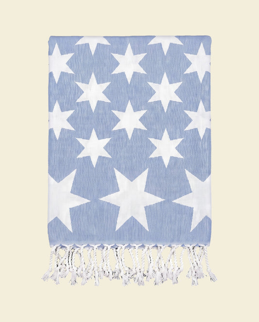 hamamdoek Stars blue - op kleur