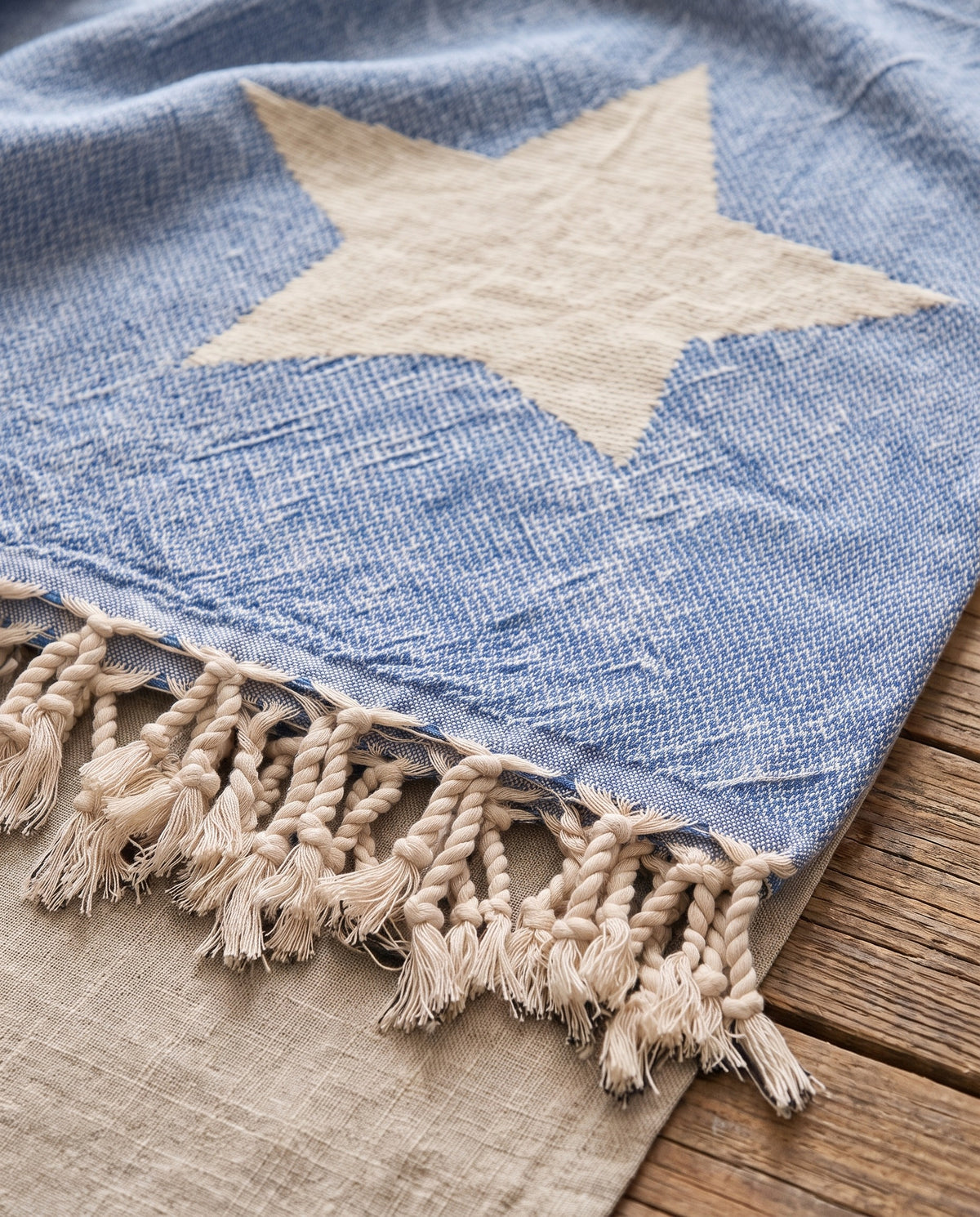 hamamdoek Ster blauw - detail