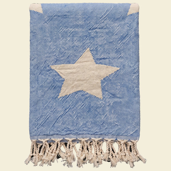 hamamdoek Ster blauw - op kleur