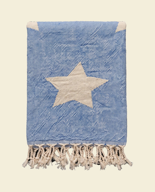 hamamdoek Ster blauw - op kleur