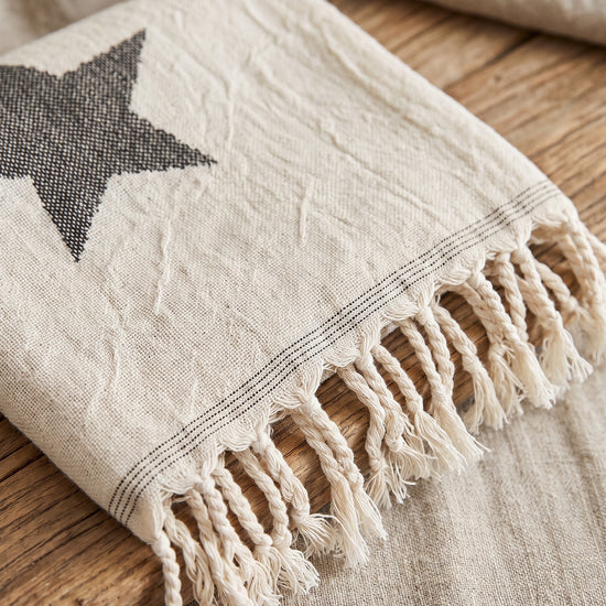 hamamdoek Ster zwart - detail
