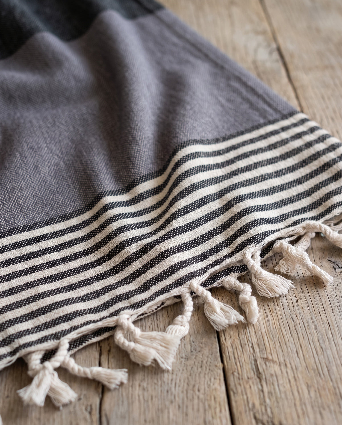 Hamamdoek Sultan Bicolore XL - black / dark grey - detail