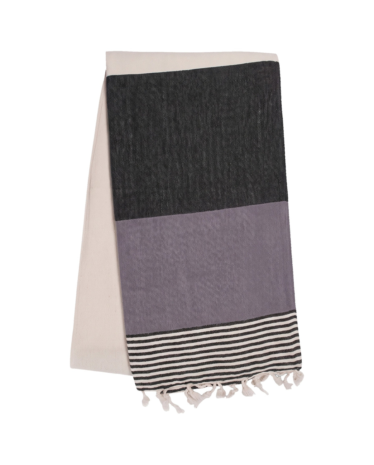 Hamamdoek Sultan Bicolore XL - black / dark grey - vrijstaand