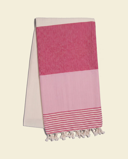 Hamamdoek Sultan Bicolore XL - fuchsia / rose pink - op kleur