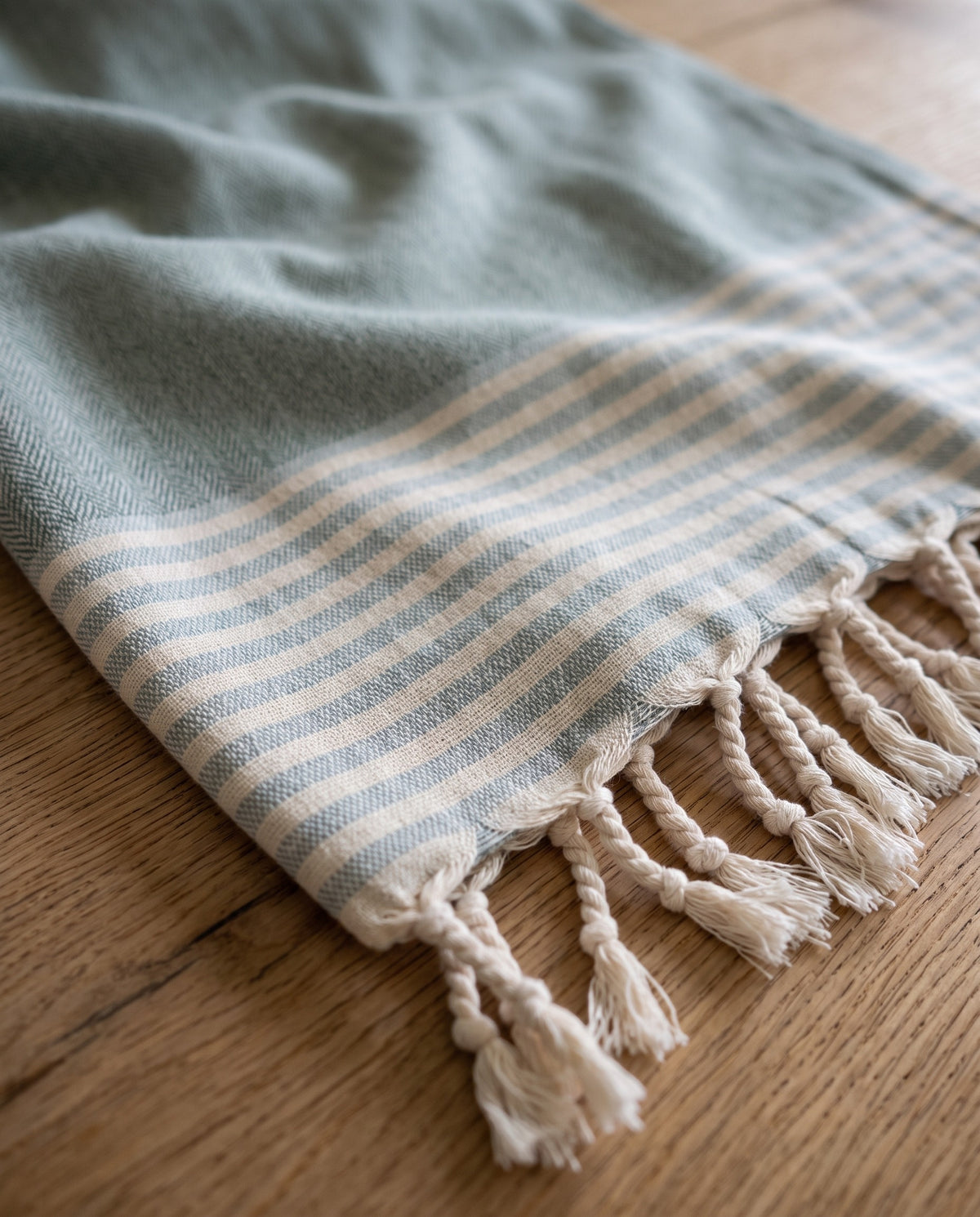 Hamamdoek Sultan Bicolore XL - light blue / almond green - detail