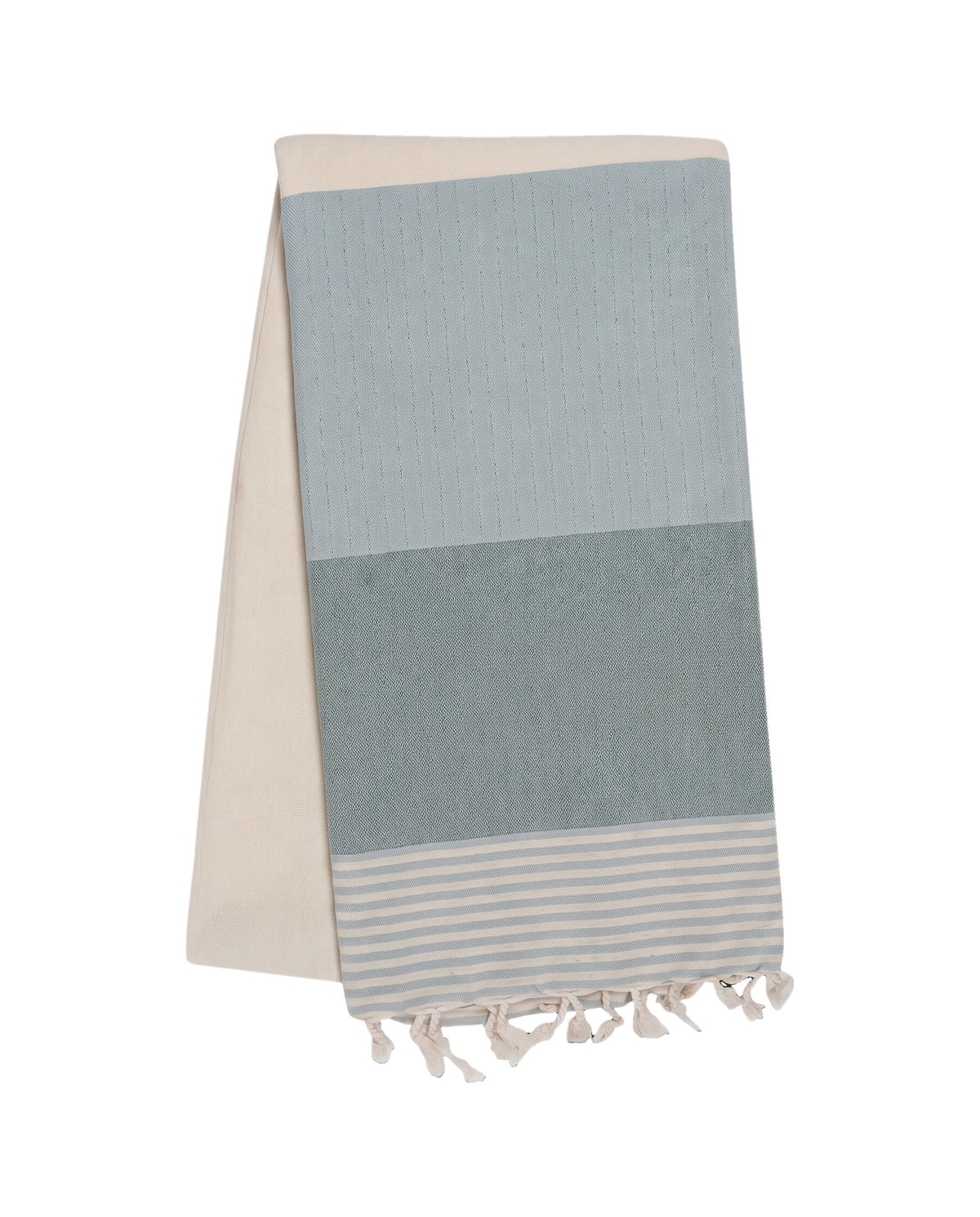 Hamamdoek Sultan Bicolore XL - light blue / almond green - vrijstaand
