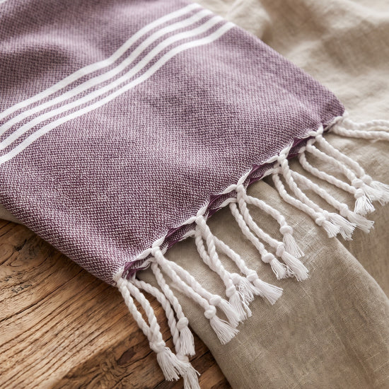 hamamdoek XL aubergine - detail