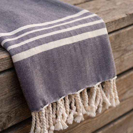 Hamamdoek XL dark grey – Krem Sultan - detail