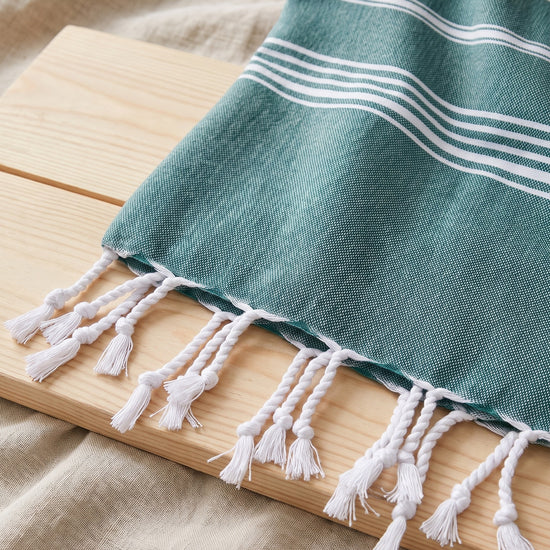 hamamdoek XL donkerzeegroen - detail