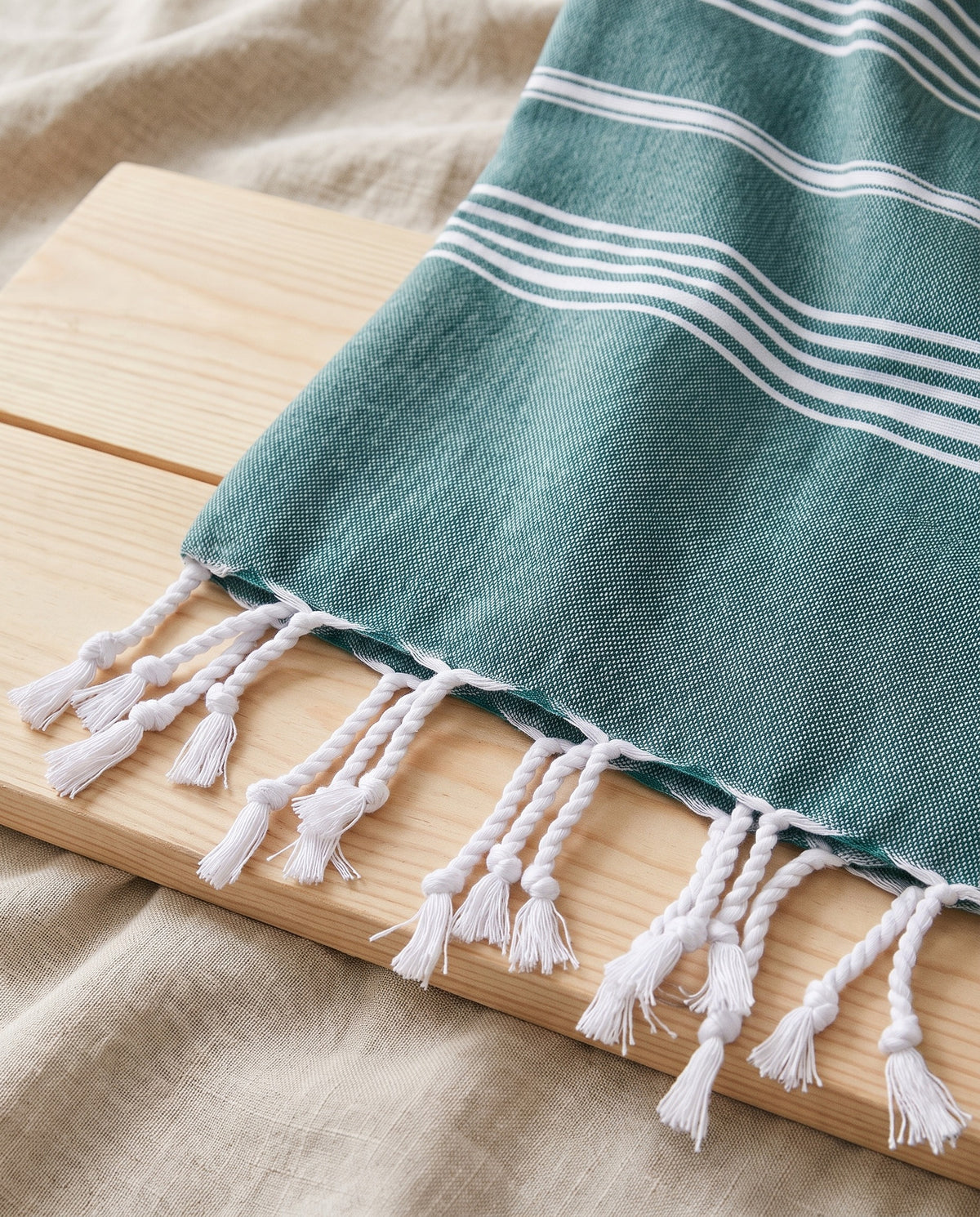 hamamdoek XL donkerzeegroen - detail