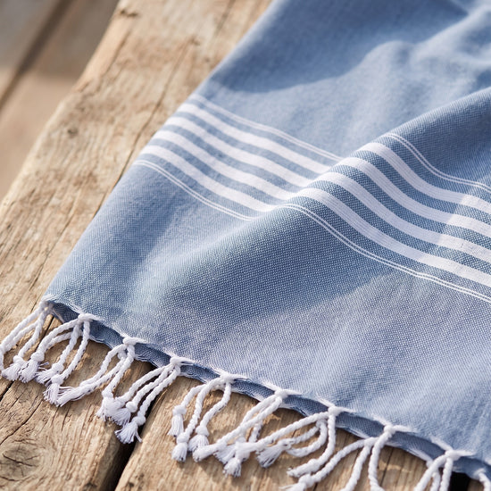 hamamdoek XL jeansblauw - detail