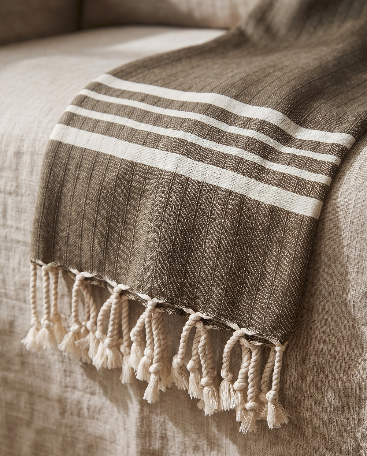 Hamamdoek XL khaki – Krem Sultan - detail