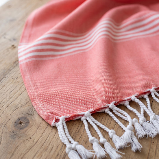 hamamdoek XL koraalrood - detail