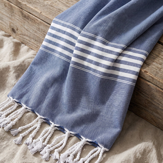 hamamdoek XL marineblauw - detail