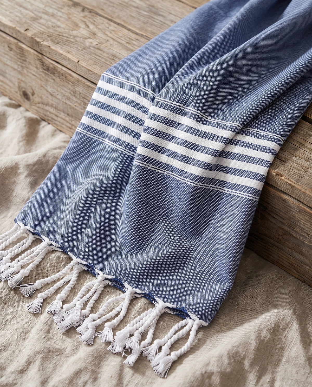 hamamdoek XL marineblauw - detail