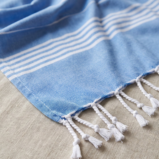 hamamdoek XL mediteraan blauw - detail